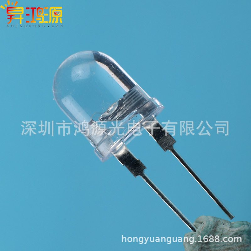 F8/8mm圆头暖白光0.5W 0.75W直插式手电筒灯珠红蓝led发光二极管