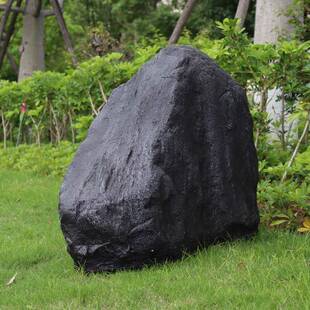 户外仿真黑山石石景观YVG布置园玻璃钢防水假山造景大花石头软装