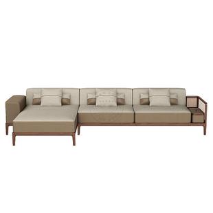 轻奢A23 型实木角沙转发小中户后现代简约样板间客厅设计师藤 08式