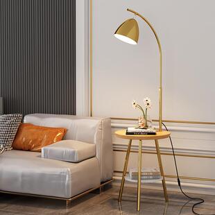 北欧落地灯客厅沙发旁边带置物架轻奢简约卧室床头柜茶几一体台灯