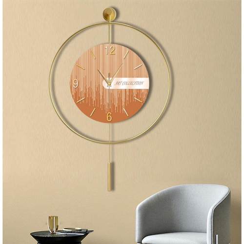 客厅钟表家用挂钟现代墙挂客厅免打孔静音摇摆简约大气挂钟直