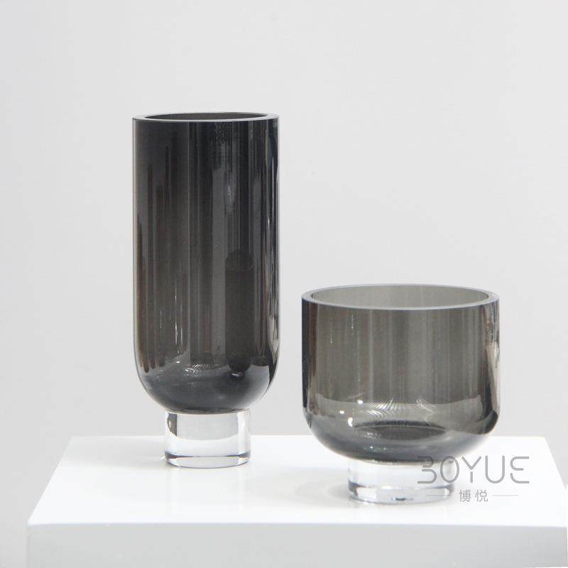 现代简约创意灰色大号高脚琉璃样板间民宿别墅桌面水培软装花瓶器,农用物资,其他肥料,淘宝优惠券,粉丝福利购,淘宝优惠卷