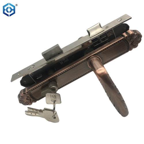 锌合金门把手家用大门房门门锁窄边面板拉手套锁家用执手锁