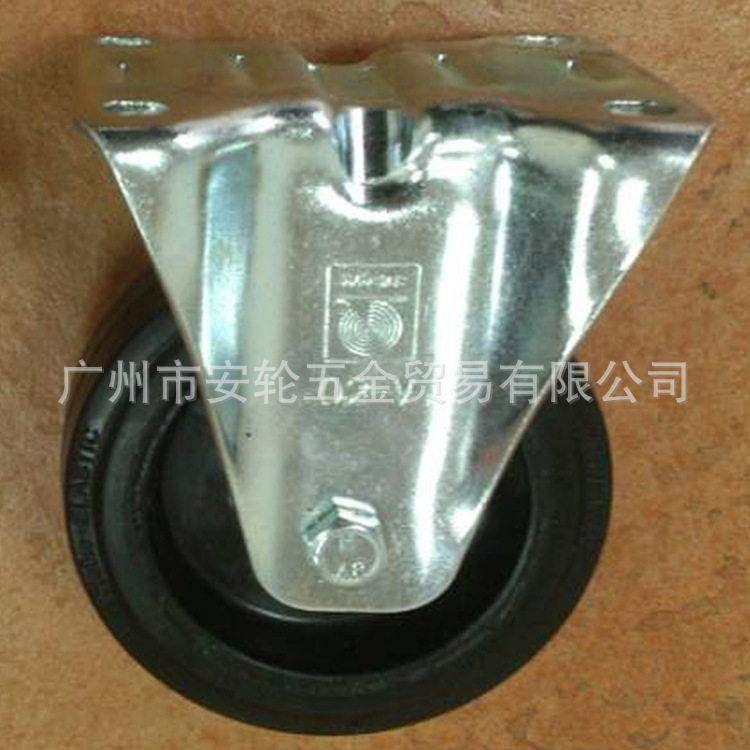 德国WICKE威卡4寸弹力橡胶尼龙轮芯固定轱辘100mm工业脚轮169067