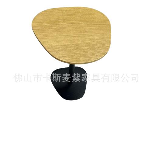 意式轻奢高级简约黑色天然橡木不锈钢底座边几客厅办公会议家具茶