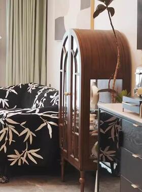 法式体复厅古实木玻璃餐Q-241104墙边柜客靠一拱形酒柜