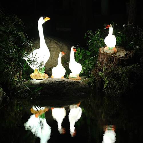 户仿真鹅鸭子大白鹅灯摆件花园水池装饰庭院景户外外动物观发光仿
