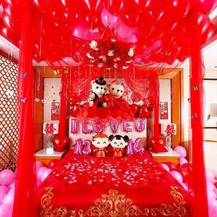 J8吊X婚礼装拉男方KVV婚房顶装饰纱花缦花球套装女方婚房房饰顶拉