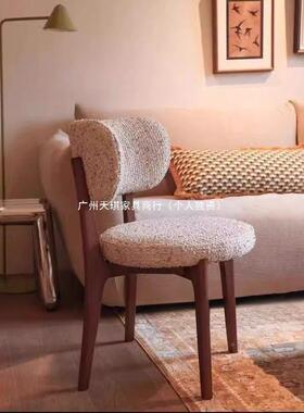 lly椅法SEK式复古奶风不带扶手油餐椅客i单厅椅轻奢欧式实木餐椅