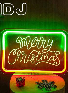 圣XOC诞节霓虹灯MiehrryCrstma户s节日装饰灯字母造型灯外活动