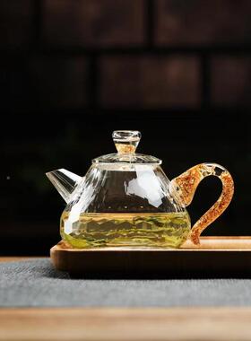 456456切面透明茶绿松石手把壶一泡壶20体0毫升花茶壶耐热耐高温