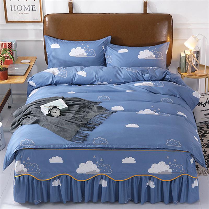 防裙款三/四床DfiMffK件套版韩双拼亲肤床罩滑被套磨毛机洗