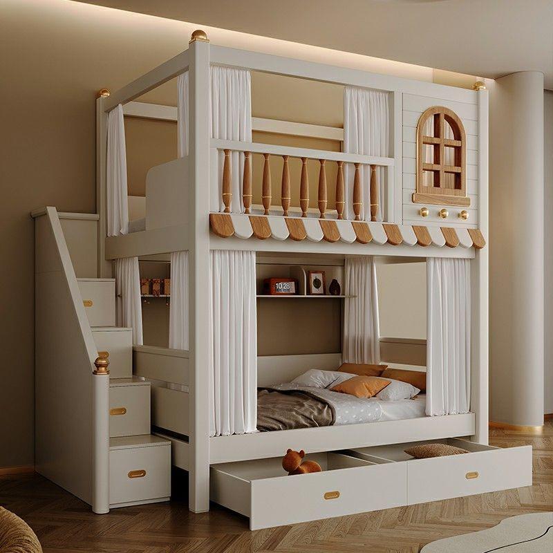 全实木儿床母上下床双层床屋同宽童上下铺高低子高无品牌/护栏城