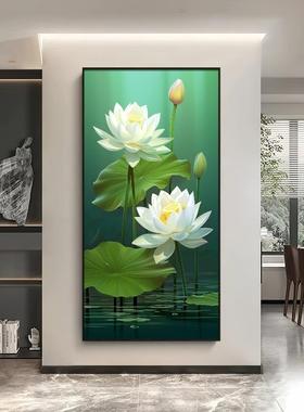 荷气廊生财走挂画玄关装饰画简约花高壁档镶钻QY44242Q带灯过道客