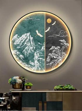 新中式圆形入户厅玄廊S23805中关装饰LED发光画画中国风客走过道