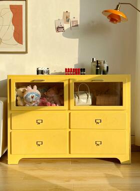 网柜红奶油风餐边现玄ZOF代简客厅约隔断储物柜彩色关收纳柜子