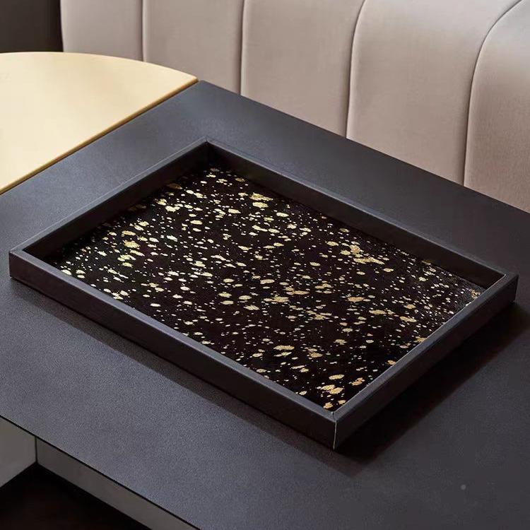 代轻奢天然毛IPL形长现形托盘置物马收纳摆件正桌面茶几装饰品样