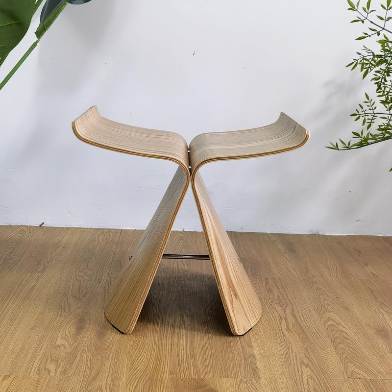 蝶椅创意TOH椅子时尚矮凳搁脚实简凳约设现代木日式实蝴木椅计师