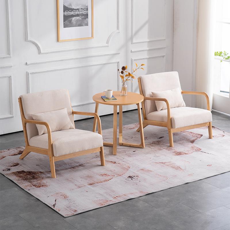 K8单人发客卧IMG厅阳台实木椅休闲椅家用室懒人布艺酒店洽沙谈桌