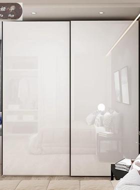 亮光色趟门轻奢CMM整体大衣橱卧烤漆推门衣白柜移门简约拉现室代