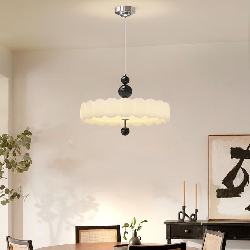 法式复古餐厅吊灯中古油风LE奶灯大气护眼餐桌创117意饭厅D吧台灯