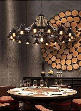 美式复麻吊灯创意酒店大堂民宿餐厅灯个23562绳性工风饭业古店包