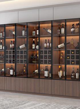 轻用奢实柜木酒现代简约靠墙客厅璃门玻展示柜子小型QII高档家储物柜
