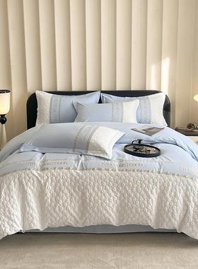 NRT2单025新亲肤棉拼接绣立体浮雕碎花公主风花四件套床款床款加