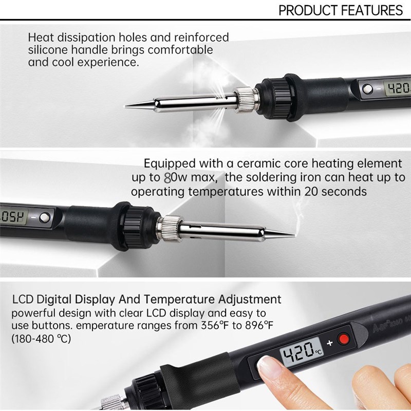 80W数显可调温电烙铁工具包万用表套装维修焊接修理工具