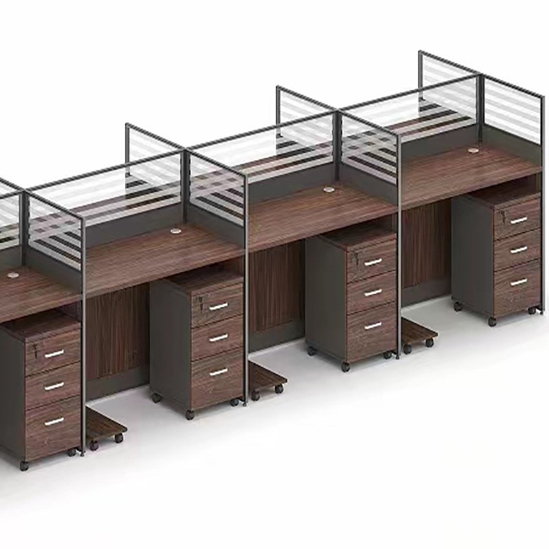 办公室职员办公桌椅组合电脑桌四人位工位防碎玻璃屏风卡位办公桌