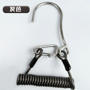 YEXIZE潜水专业流钩316不锈钢单头钩安全弹簧绳挂钩水肺顶放流勾