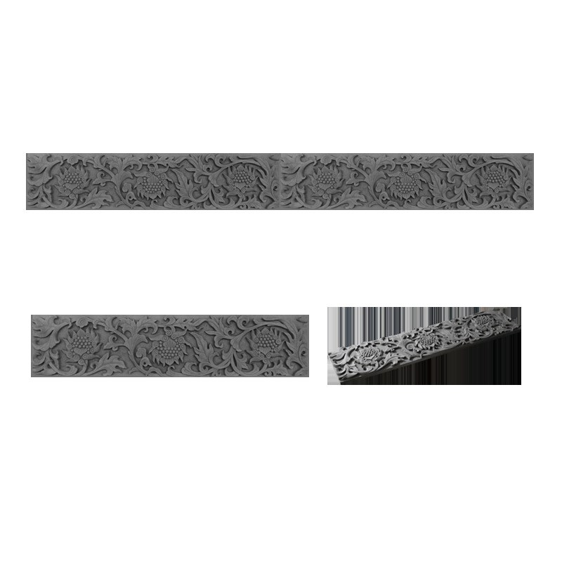唐语砖雕仿古影壁墙照壁背景墙装饰线条边框踢脚线顶线20cm藤草莲