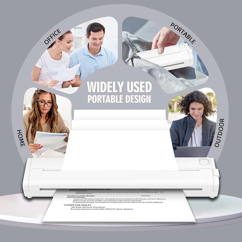 A4打印机高清迷你无墨水照片文档办公室家用打印机便携式热敏打印