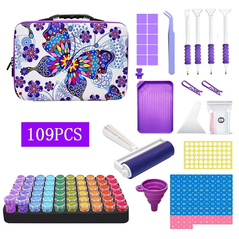 钻石画工具新款无缝点钻收纳盒 60格分钻瓶子圆钻筛钻盘盖子套装