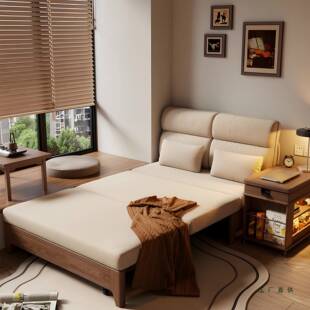 沙发床一体两用书房双人1.2米小户型客厅客卧1米5实木折叠沙发床