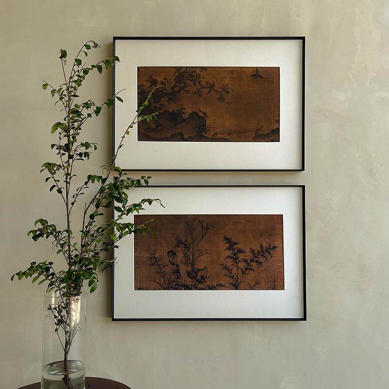赵孟頫《竹石图》新中式小众艺术装饰画客厅书房国画办公室山水画