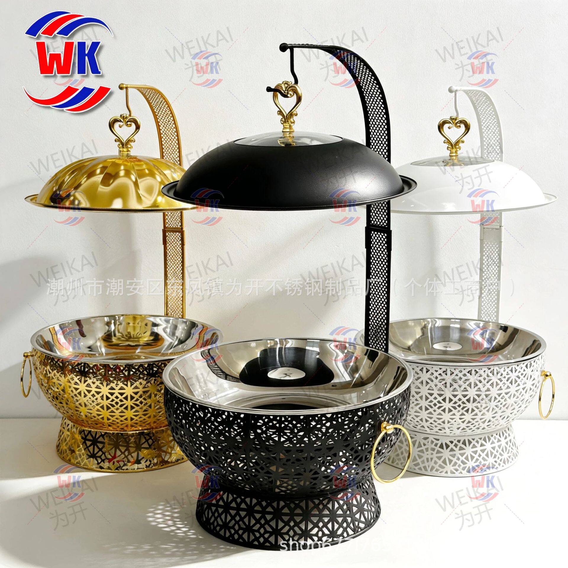 南非中东酒精炉商用自助餐炉轻奢黑金色吊炉weddingchafingdish