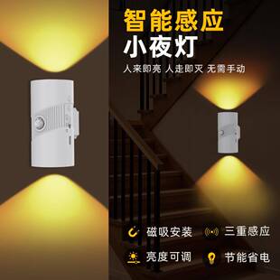 智能人体感应灯充电式磁吸墙壁灯温馨小夜灯过道玄关家居筒灯