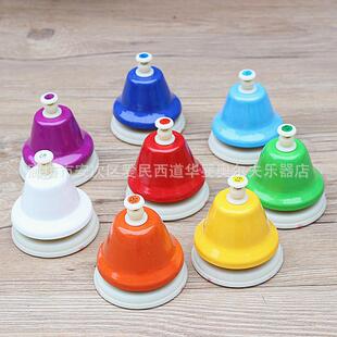 奥尔夫打击乐器音乐8音按铃碰钟撞钟幼儿园早教教具彩色八音按钟