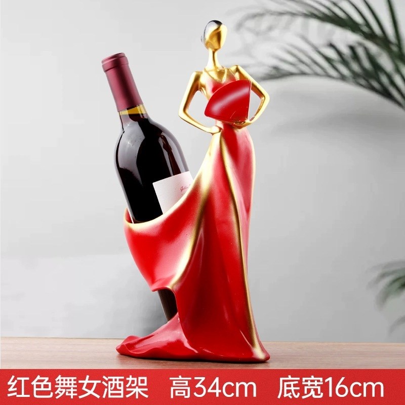 欧式轻奢扇子美女酒架树脂摆件家居客厅酒柜酒店大堂餐桌摆设