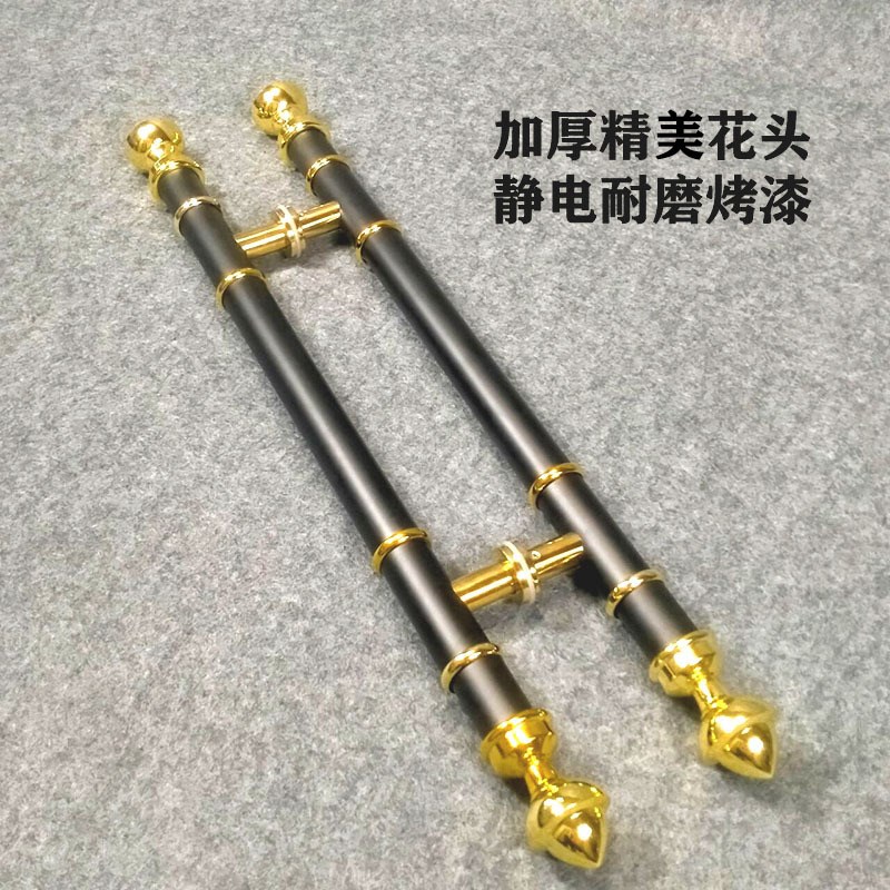 新中式玻璃门拉手现货办公室分体式钛金黑色不锈钢大门把手锌合金
