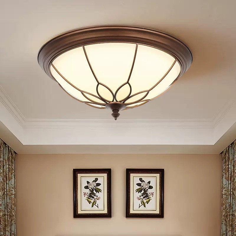 美式简约吸顶灯圆形乡村复古主卧室书房客厅过道入户玄关阳台灯具