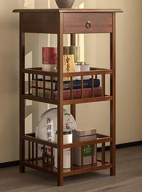 新中式茶放柜置架用茶具置架家子落地茶台边柜博AL100627古架带物