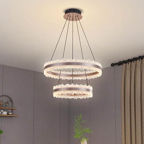 轻奢极简客厅22618吊大灯式简约气别墅大厅复楼挑空冰山餐厅圈圈