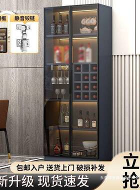 门酒柜靠储物柜轻奢玻墙璃酒柜餐玻展柜边ARU柜家用一体边柜璃展
