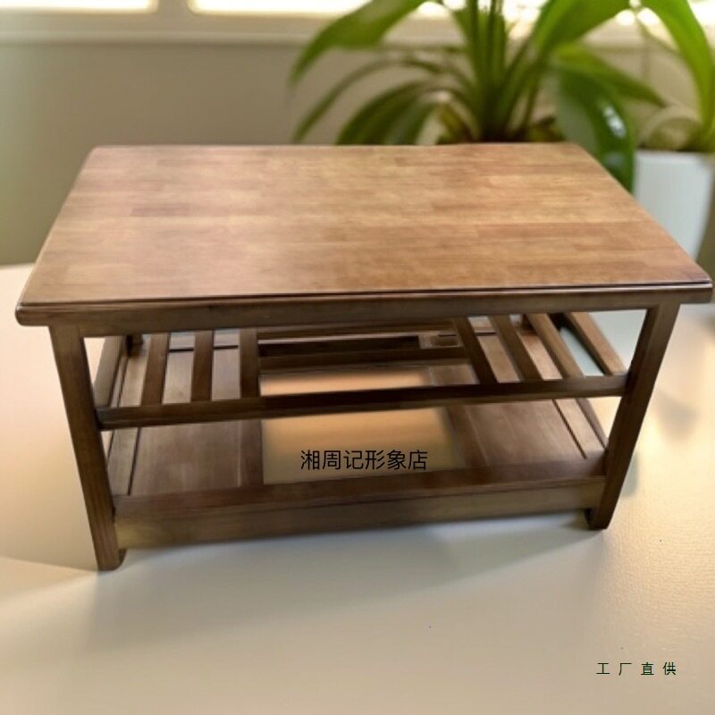 品质橡胶木折叠烘衣烤火架实木长方形客厅简易多功能取暖桌茶几桌