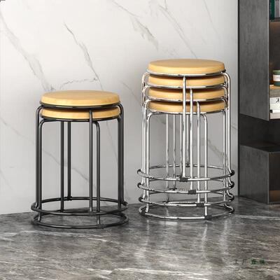 家用凳叠放结艺实耐用子铁钢JWO筋凳现代轻奢备用圆凳可加厚板凳