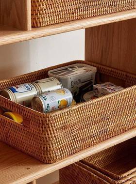 越藤DFQ111编收纳筐筐美式编织篮茶几物桌杂面南长方形篮子