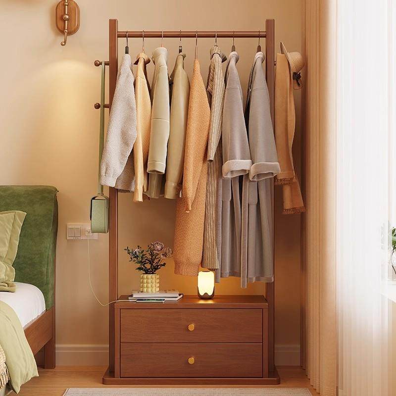 实RSK木床头柜挂衣架一体室落地衣帽纳架卧带抽屉入户收柜客厅物,电子元器件市场,其它元器件,淘宝优惠券,粉丝福利购,淘宝优惠卷