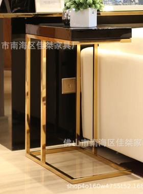 意长方形沙发边桌现代不锈钢边几D角创电镀茶DRJ几几M206
